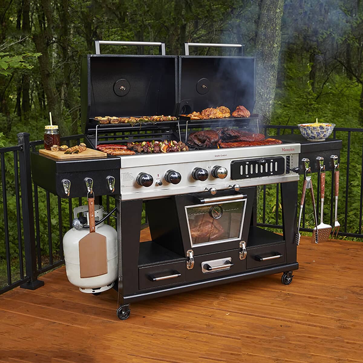 Pit Boss PBMEMU1 Memphis Ultimate Combo Gas And Charcoal BBQ Smoker Pit Boss PBMEMU1 Memphis Ultimate Combo Gas And Charcoal BBQ Smoker