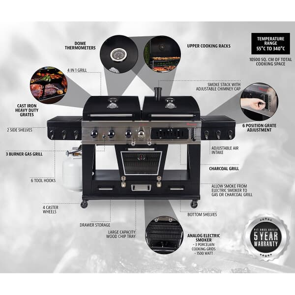 Pit Boss PBMEMU1 Memphis Ultimate Combo Gas and Charcoal BBQ/Smoker ...