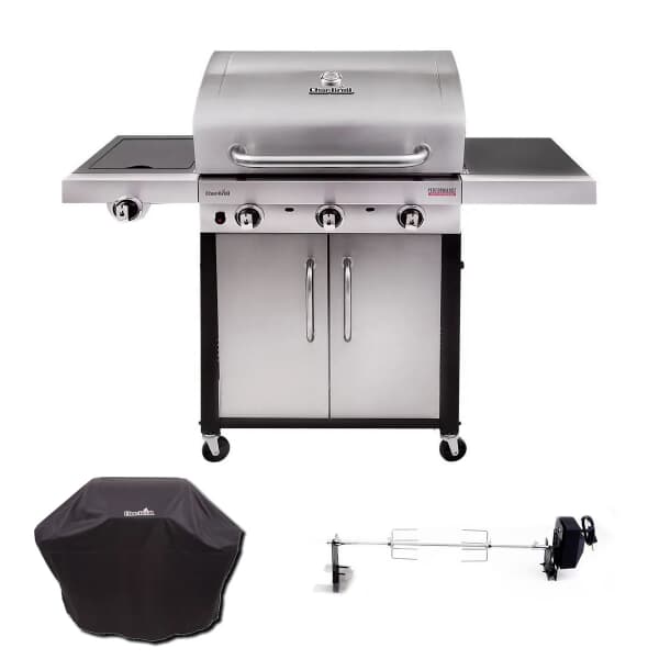 Char-Broil Performance 340 Steel Gas BBQ With Cover And Rotisserie Pack