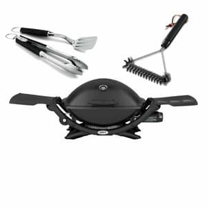 Weber Q2200 Black Gas BBQ includes 2 Piece Tool Set and Brush Pack 1