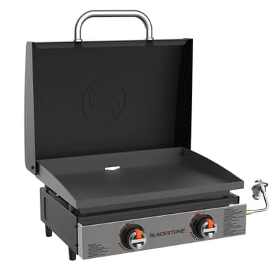 Blackstone 22 Inch 2 Burner Tabletop Gas Plancha Griddle with Hood