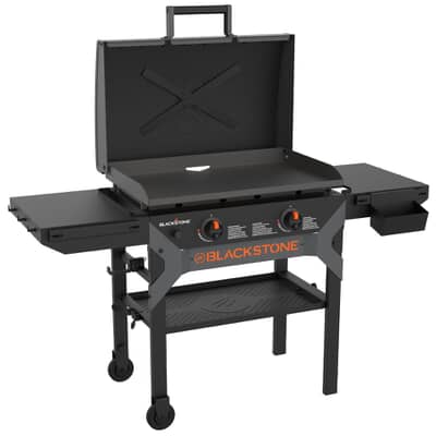 Blackstone 28 Inch 2 Burner Iron Forged Blackout Gas Griddle Cooking Station With Hood - NEW FOR 2026