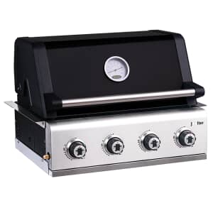 Outback Jupiter 4 Burner Hybrid Gas and Charcoal Built in BBQ Black