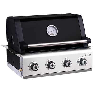 Outback Jupiter 4 Burner Hybrid Gas and Charcoal Built in BBQ Black