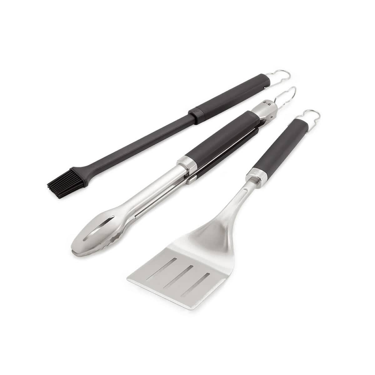 Weber Stainless Steel Grill Tool Set Spatula Tongs Fork Cooking Utensils 3 Piece 