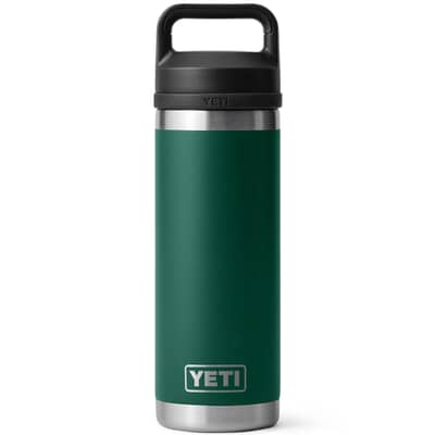 Yeti Rambler 18 Oz Bottle Chug Cap Black Forest Green