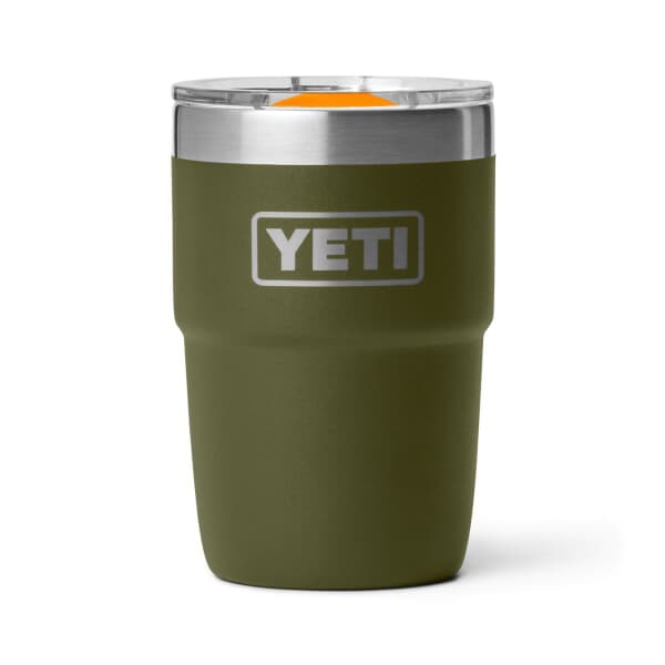 Yeti Rambler 8 Oz Stackable Cup with Ceramic Lining Olive And King Crab Orange