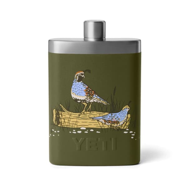 Yeti Rambler 7 Oz Hip Flask Upland Bird Olive