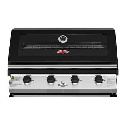 BeefEater Discovery 1200E Series 4 Burner Black Enamel Hood Built In Gas BBQ