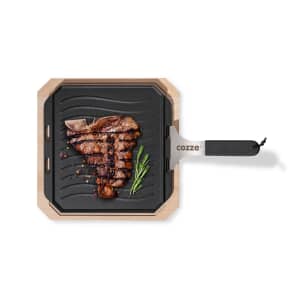 Cozze Large Reversible Cast Iron Pan with Bamboo Tray