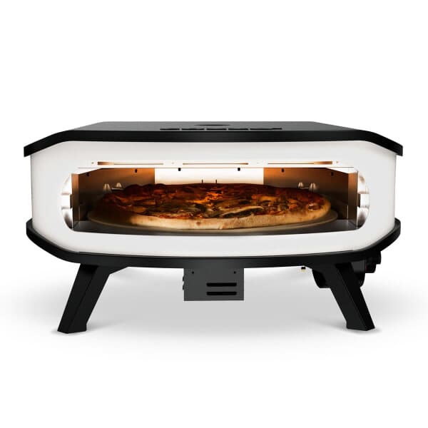 Cozze 17 Inch Gas Pizza Oven with Rotating Pizza Stone and Thermometer White INCLUDES PIZZA DOOR