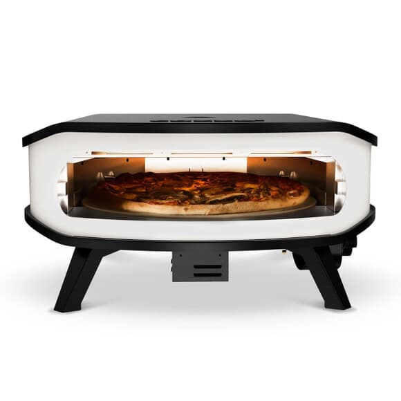 Cozze 17 Inch Gas Pizza Oven with Rotating Pizza Stone and Thermometer White INCLUDES PIZZA DOOR