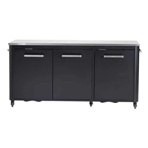 Cozze Outdoor Pizza Kitchen Table Stand Unit | 3 Door With Wheels Black 180 x 60 x 90 cm