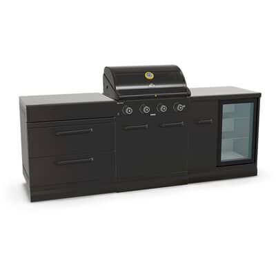 GRLLR Outdoor Kitchen 4 Burner Gas BBQ With Fridge And Storage