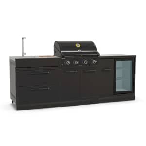 GRLLR Outdoor Kitchen 4 Burner Gas BBQ With Sink And Fridge