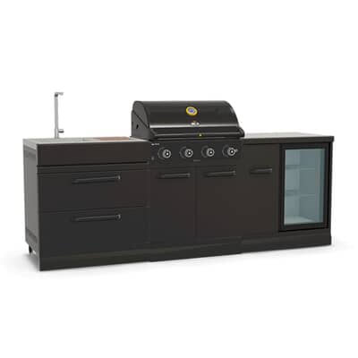 GRLLR Outdoor Kitchen 4 Burner Gas BBQ With Sink And Fridge