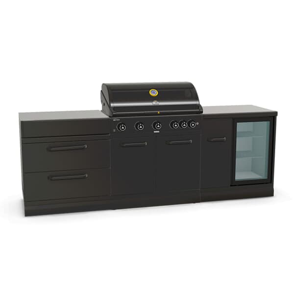 GRLLR Outdoor Kitchen 5 Burner Gas BBQ With Fridge And Storage
