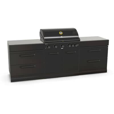 GRLLR Outdoor Kitchen 5 Burner Gas BBQ With Two Storage Units