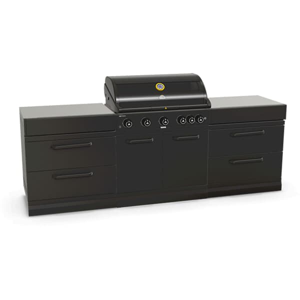 GRLLR Outdoor Kitchen 5 Burner Gas BBQ With Two Storage Units