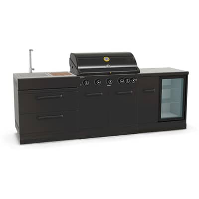 GRLLR Outdoor Kitchen 5 Burner Gas BBQ With Sink And Fridge