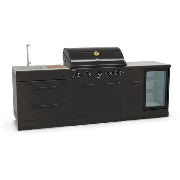GRLLR Outdoor Kitchen 5 Burner Gas BBQ With Sink And Fridge