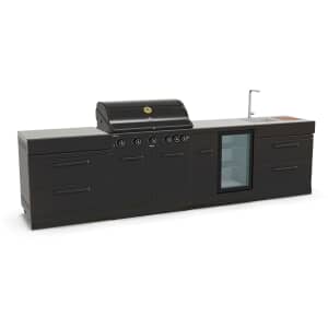GRLLR Outdoor Kitchen 5 Burner Gas BBQ With Sink Fridge And Storage