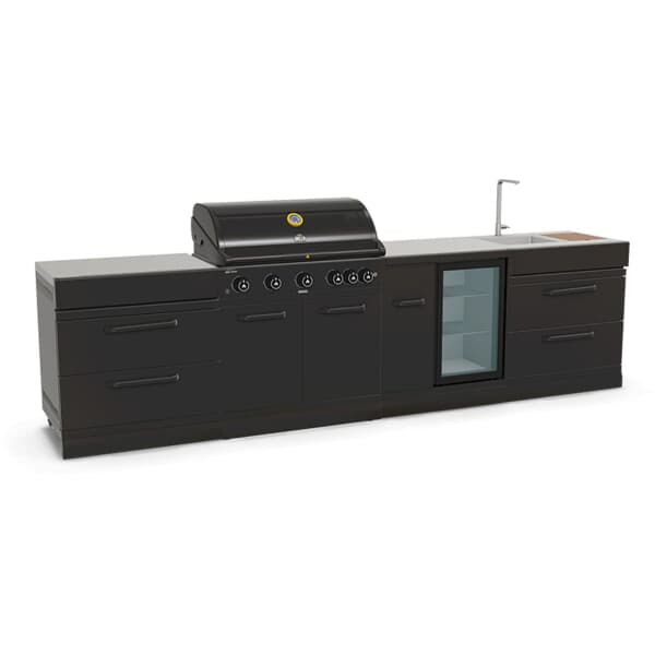 GRLLR Outdoor Kitchen 5 Burner Gas BBQ With Sink Fridge And Storage