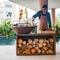 OFYR Island Corten 100 Teak Wood Outdoor Cooking Unit 3