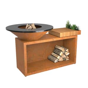 OFYR Island Corten 100 Teak Wood Outdoor Cooking Unit