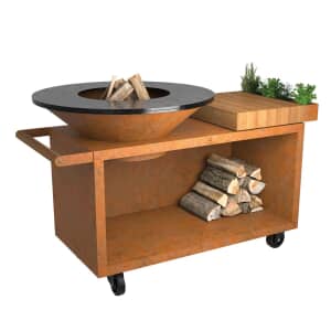 OFYR Island Corten 100 PRO Teak Wood Outdoor Cooking Unit