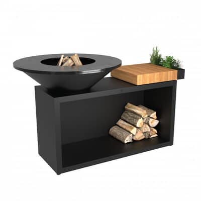 OFYR Island Black 100 Teak Wood Outdoor Cooking Unit