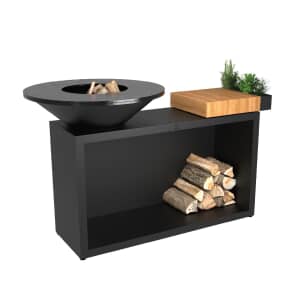 OFYR Island Black 85 Teak Wood Outdoor Cooking Unit
