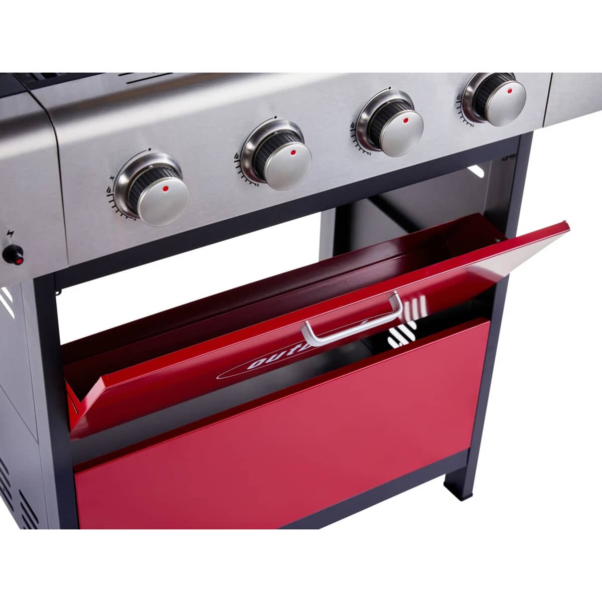 Outback Meteor 4 Burner Gas BBQ Red OUT370698 (OUT370698) BBQ World Outback Meteor 4 Burner Gas BBQ Red OUT370698 (OUT370698) BBQ World