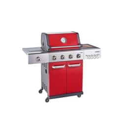 Outback Jupiter 4 Burner Hybrid - Red with Chopping Board - OUT370764