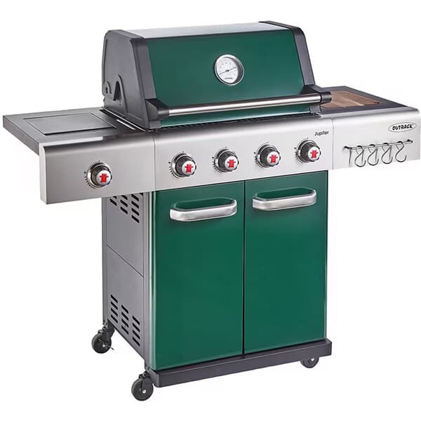 Outback Jupiter 4 Burner Hybrid - Green with Chopping Board