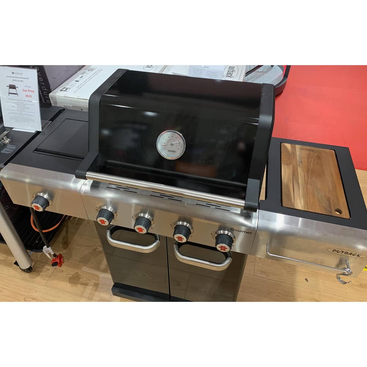 Outback Gourmet 4 Burner Hybrid Gas and Charcoal BBQ Black (OUT370793