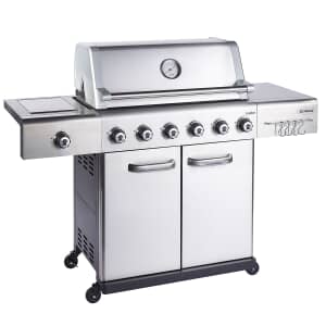 Outback New Jupiter 6 Burner Hybrid Stainless Steel Gas BBQ with Utility Basket | Cover | Accessories