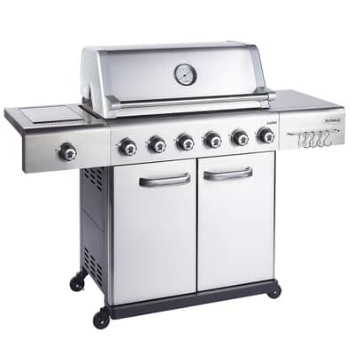 Outback New Jupiter 6 Burner Hybrid Stainless Steel Gas BBQ with Utility Basket | Cover | Accessories