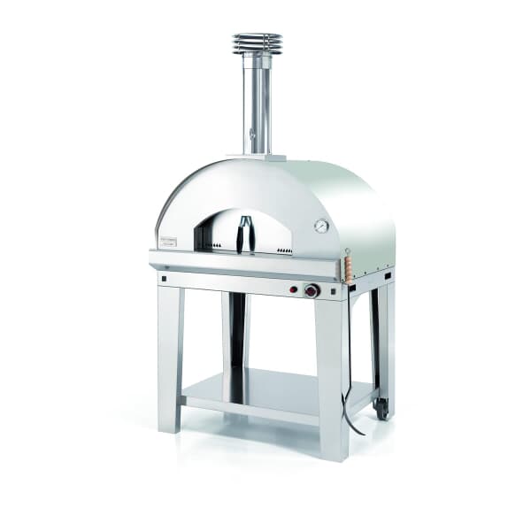 Fontana Mangiafuoco Hybrid Gas and Wood Pizza Oven Including Trolley - Stainless Steel