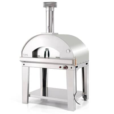 Fontana Mangiafuoco Hybrid Gas and Wood Pizza Oven Including Stand - Rosso