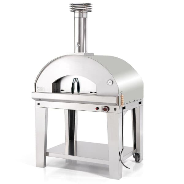 Fontana Mangiafuoco Hybrid Gas and Wood Pizza Oven Including Trolley - Rosso