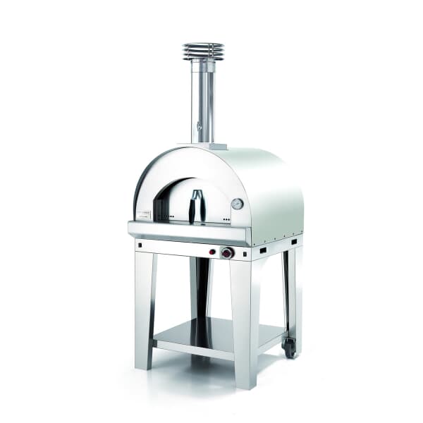 Fontana Margherita Hybrid Gas and Wood Pizza Oven Including Trolley - Stainless Steel 