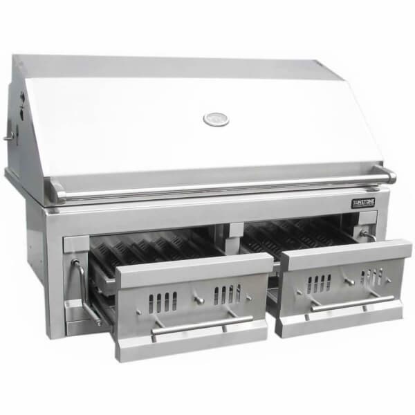 Sunstone 42 Inch Gas Hybrid Charcoal/Wood Burning Dual Zone Grill