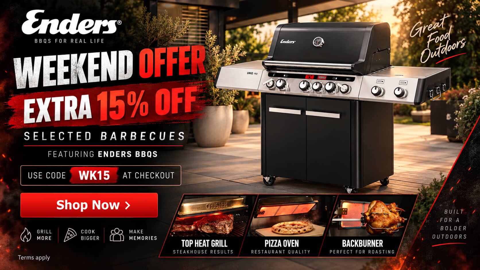 Weekend Barbecue Offers - Up To An Extra 15% off selected barbecues and accessories