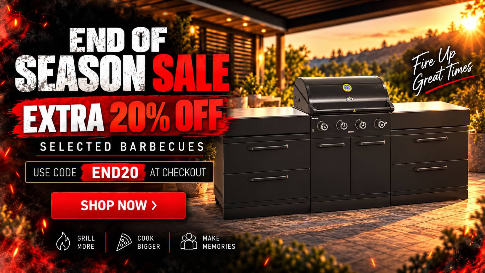 End of Season BBQ Sale - Up To An Extra 20% off selected barbecues and accessories