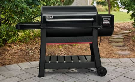 Weber Smoque with ribs being wrapped in butchers paper