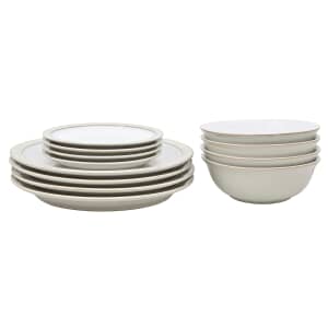 Denby Linen 12 Piece Tableware Set (With Small Plates)