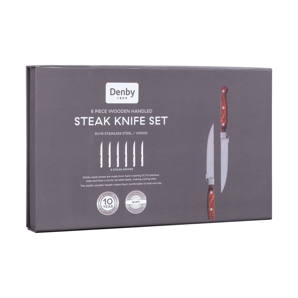 Denby Wooden Handled Steak Knives Set Of 6 (052013284)