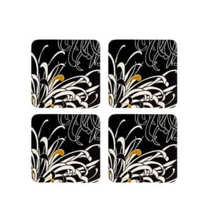 Denby Monsoon Chrysanthemum Charcoal Coasters Set Of 4