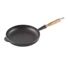 Le Creuset Cast Iron 26cm Frying Pan With Wooden Handle Satin Black